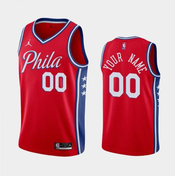 Men's Philadelphia 76ers Active Player Custom Red Statement Stitched Jersey